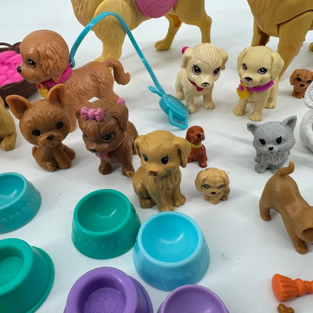 Barbie Mattel Pet Figure Accessory Lot Dogs Cats Puppies Flocked Kidcore Toy Set